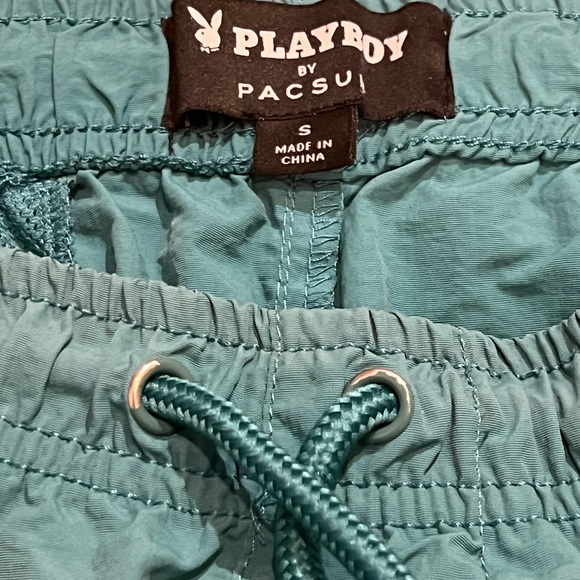 Playboy by PacSun Men’s Swim Trunks Small Unlined Mesh Green Teal - Picture 5 of 6